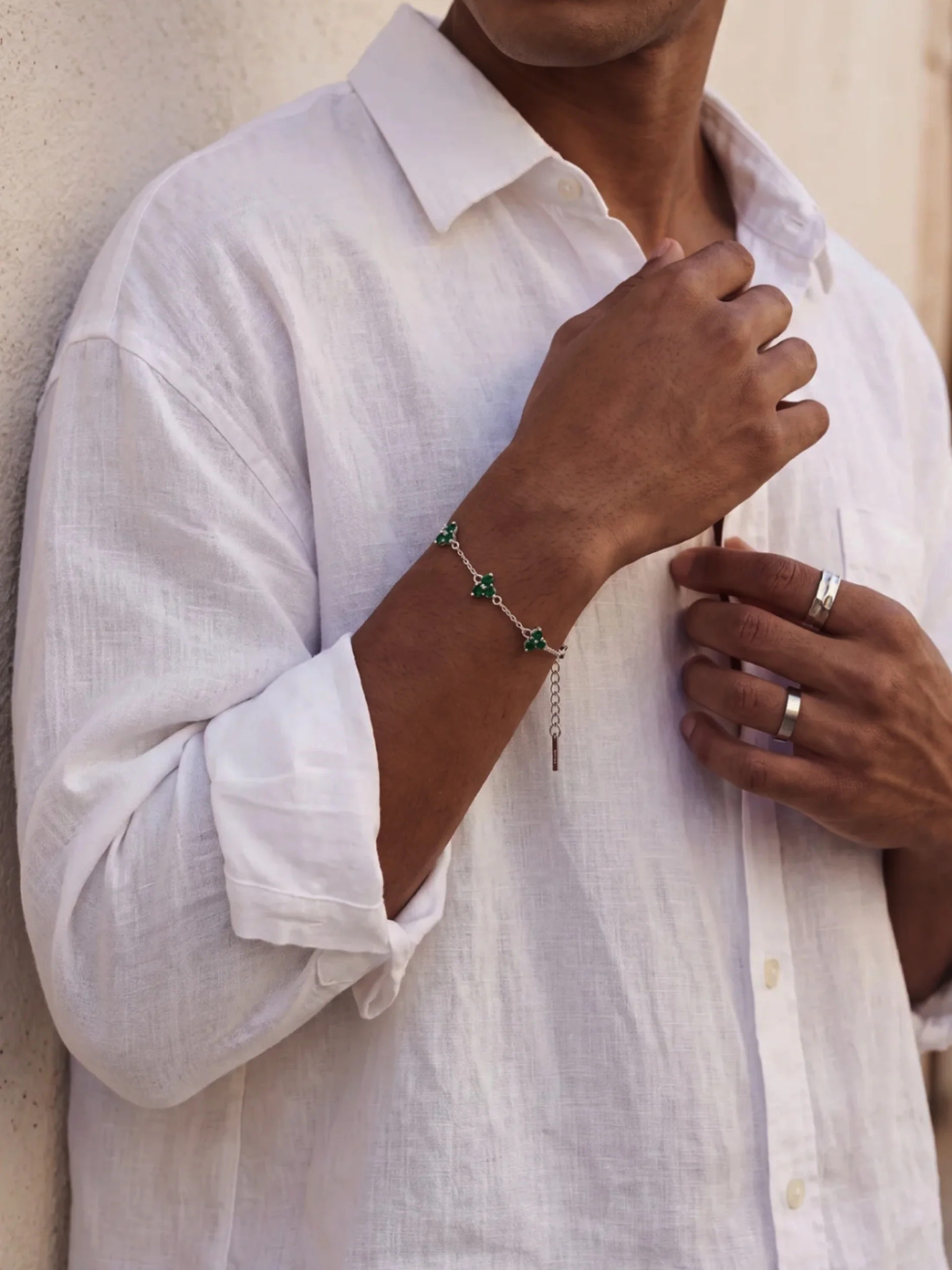 GREEN CLOVER BRACELET | Silver - Image 7