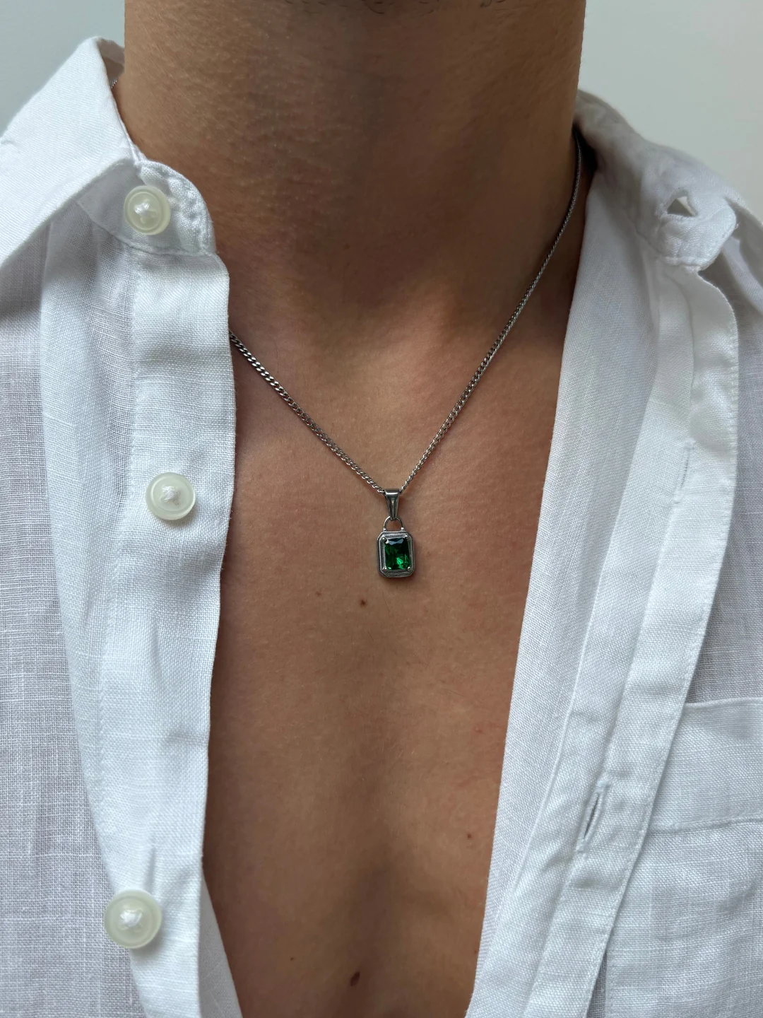 GREEN GEMSTONE CHAIN | Silver - Image 7